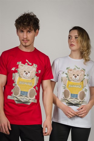 Teddy Printed Unisex Tshirt (Beyaz)