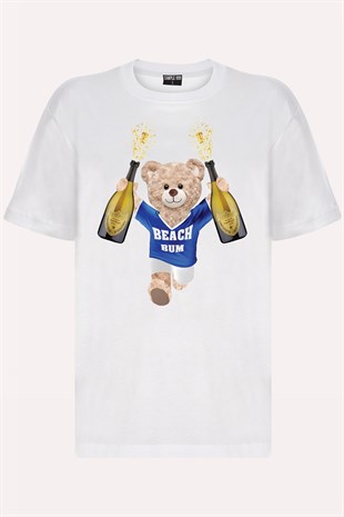 Teddy Printed Unisex Tshirt (Beyaz)