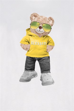 Teddy Printed Unisex Tshirt (Beyaz)