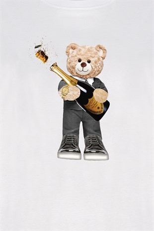 Teddy Printed Unisex Tshirt (Beyaz)