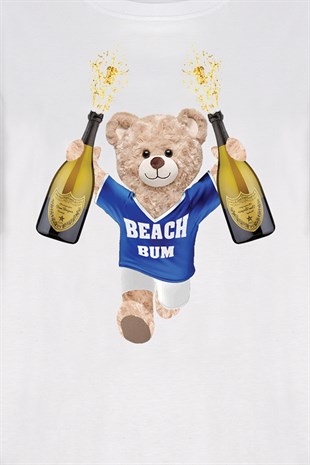 Teddy Printed Unisex Tshirt (Beyaz)