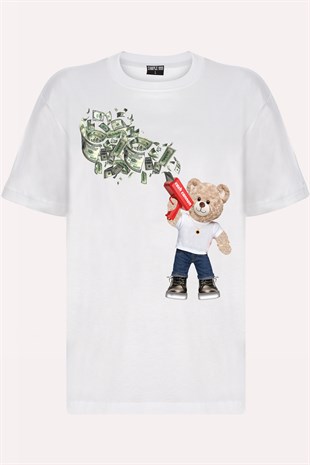 Teddy Printed Unisex Tshirt (Beyaz)