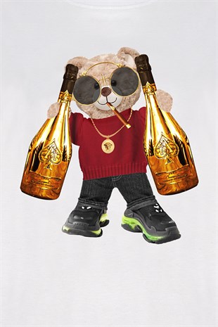 Teddy Printed Unisex Tshirt (Beyaz)