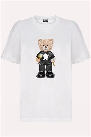 Teddy Printed Unisex Tshirt (Beyaz)