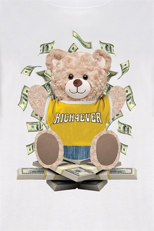 Teddy Printed Unisex Tshirt (Beyaz)