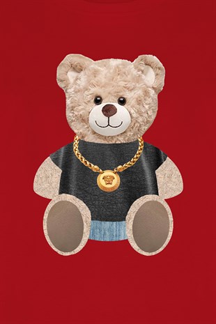Teddy Printed Unisex Tshirt (Kırmızı)