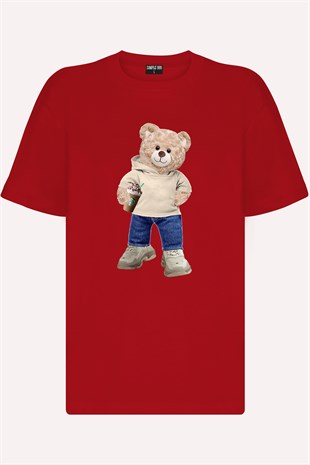 Teddy Printed Unisex Tshirt (Kırmızı)