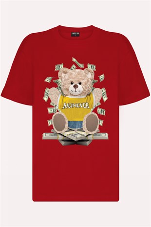 Teddy Printed Unisex Tshirt (Kırmızı)