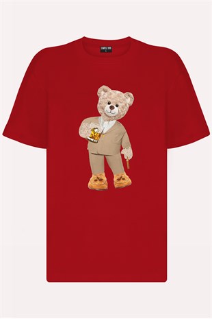 Teddy Printed Unisex Tshirt (Kırmızı)