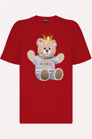Teddy Printed Unisex Tshirt (Kırmızı)
