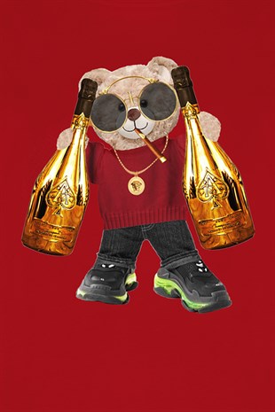 Teddy Printed Unisex Tshirt (Kırmızı)