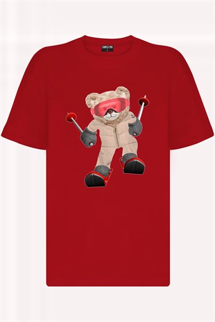 Teddy Printed Unisex Tshirt (Kırmızı)