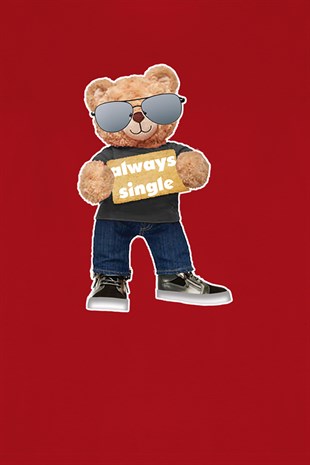 Teddy Printed Unisex Tshirt (Kırmızı)