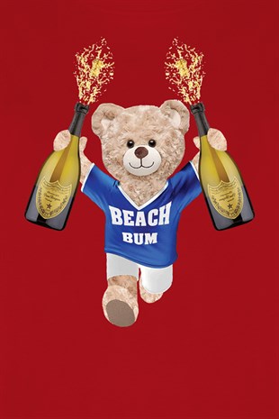 Teddy Printed Unisex Tshirt (Kırmızı)