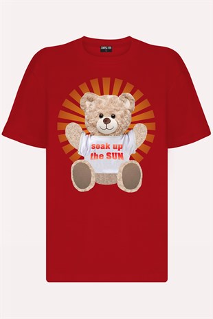 Teddy Printed Unisex Tshirt (Kırmızı)