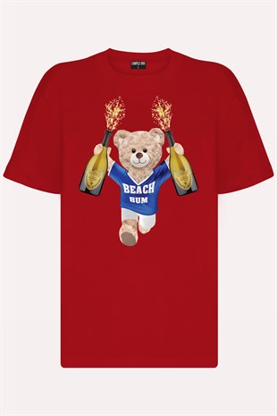 Teddy Printed Unisex Tshirt (Kırmızı)