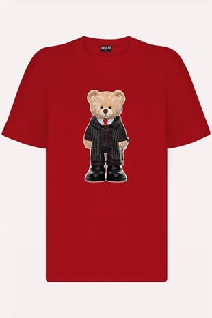 Teddy Printed Unisex Tshirt (Kırmızı)