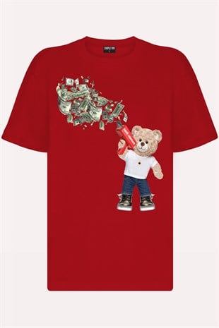 Teddy Printed Unisex Tshirt (Kırmızı)