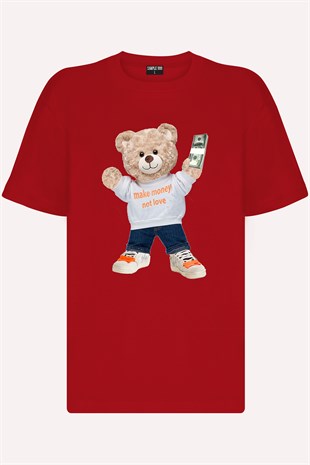 Teddy Printed Unisex Tshirt (Kırmızı)