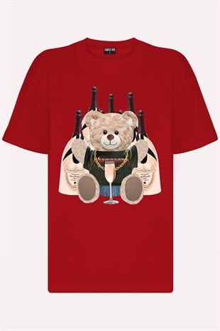 Teddy Printed Unisex Tshirt (Kırmızı)