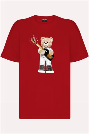 Teddy Printed Unisex Tshirt (Kırmızı)