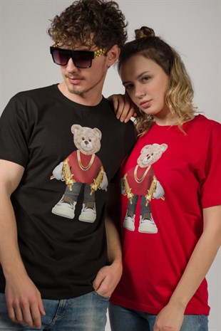 Teddy Printed Unisex Tshirt (Kırmızı)