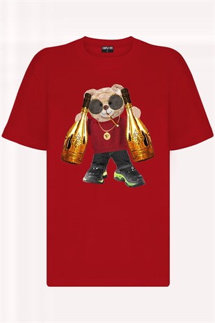 Teddy Printed Unisex Tshirt (Kırmızı)