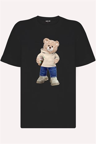 Teddy Printed Unisex Tshirt (Siyah)