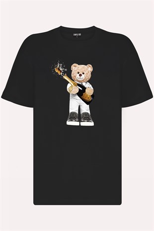Teddy Printed Unisex Tshirt (Siyah)