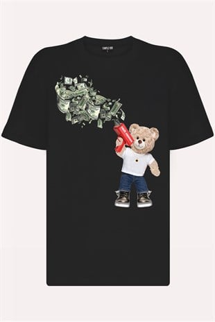 Teddy Printed Unisex Tshirt (Siyah)