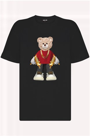 Teddy Printed Unisex Tshirt (Siyah)