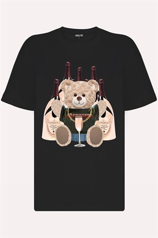 Teddy Printed Unisex Tshirt (Siyah)