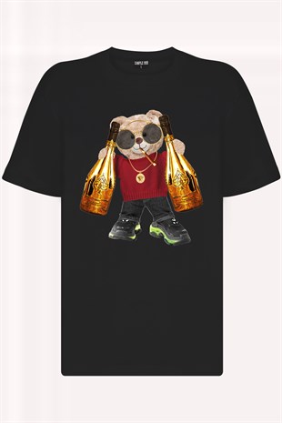 Teddy Printed Unisex Tshirt (Siyah)