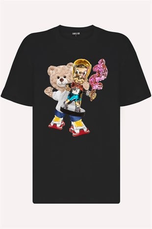 Teddy Printed Unisex Tshirt (Siyah)