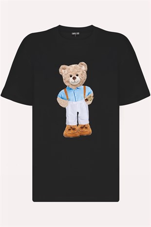 Teddy Printed Unisex Tshirt (Siyah)