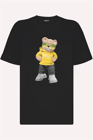Teddy Printed Unisex Tshirt (Siyah)