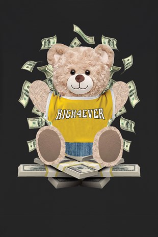 Teddy Printed Unisex Tshirt (Siyah)