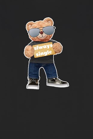Teddy Printed Unisex Tshirt (Siyah)