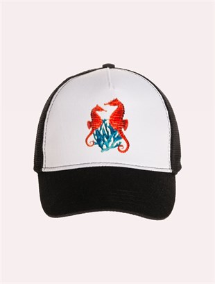 Velvet Seahorse Patch Hat