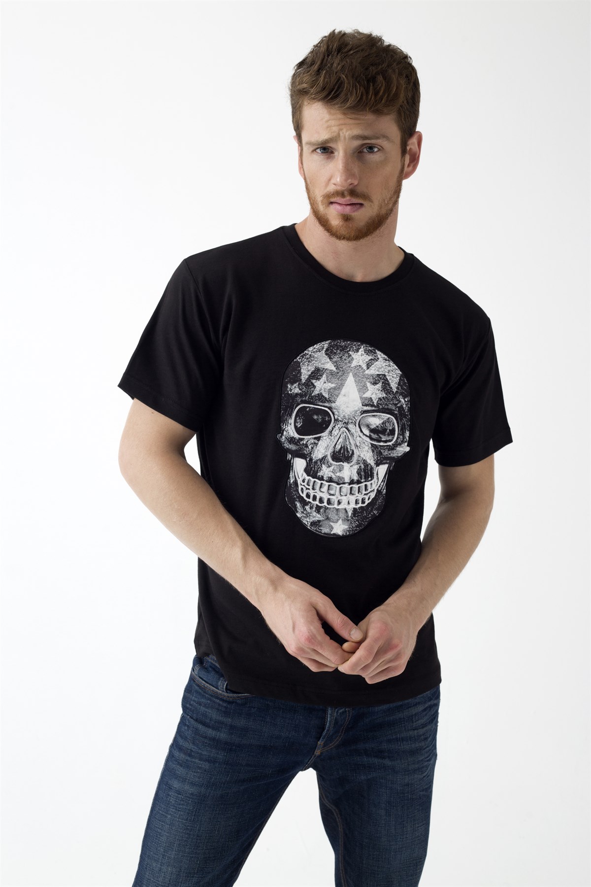 DIGITAL PRINTED-EMBROIDERED SKULL Tshirt
