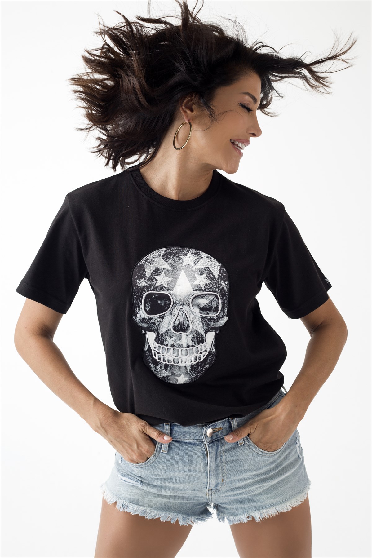 DIGITAL PRINTED-EMBROIDERED SKULL Tshirt
