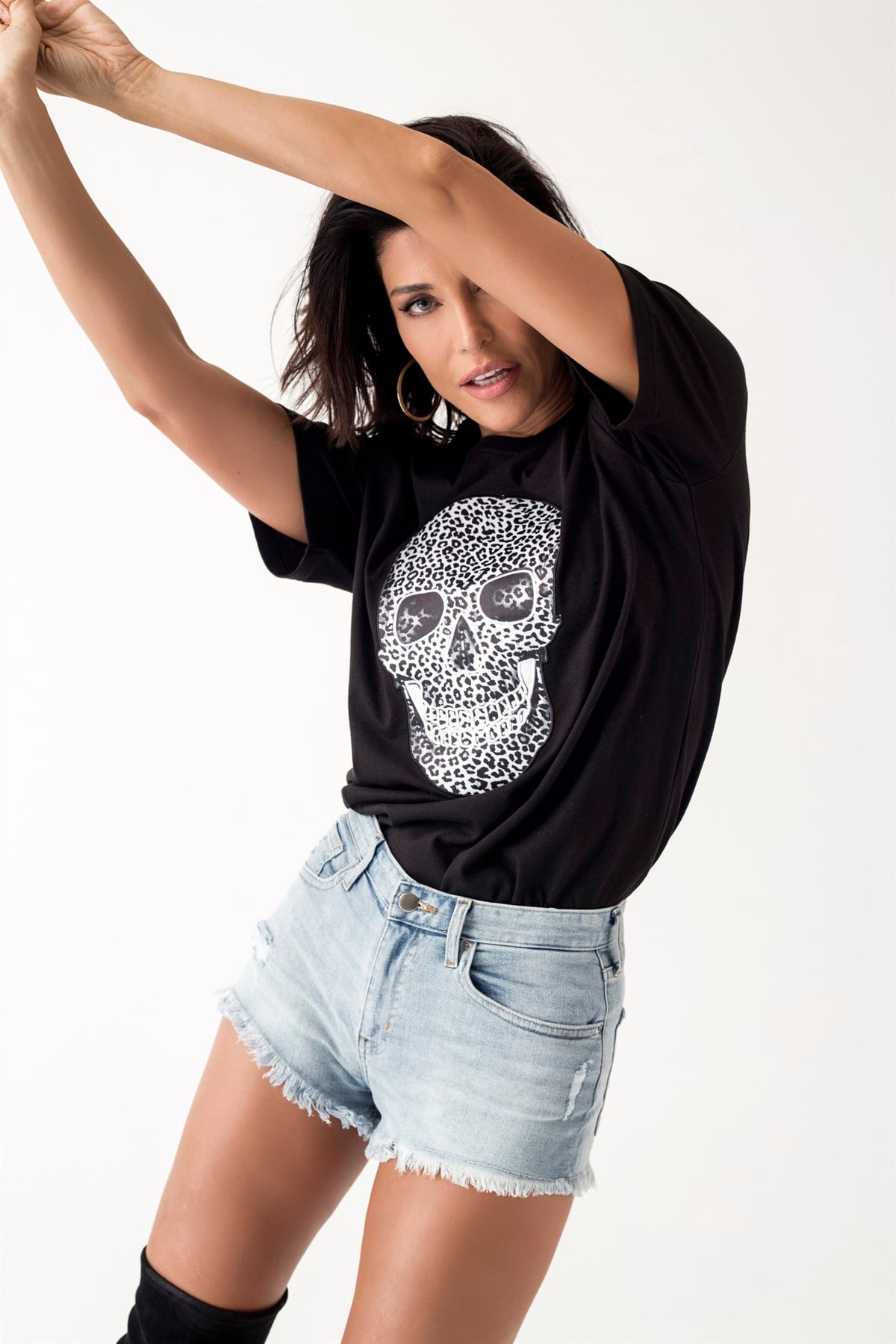 DIGITAL PRINTED-EMBROIDERED SKULL Tshirt 