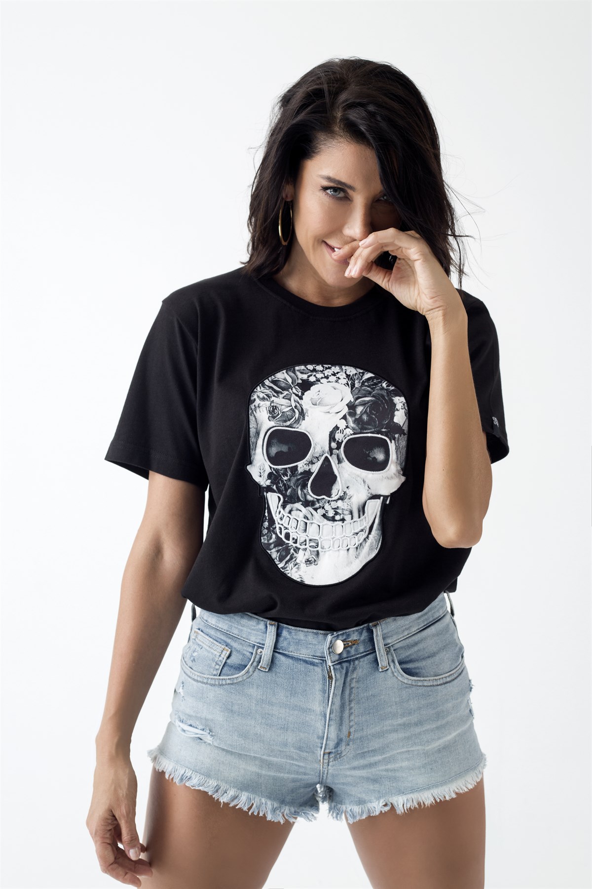 DIGITAL PRINTED-EMBROIDERED SKULL Tshirt
