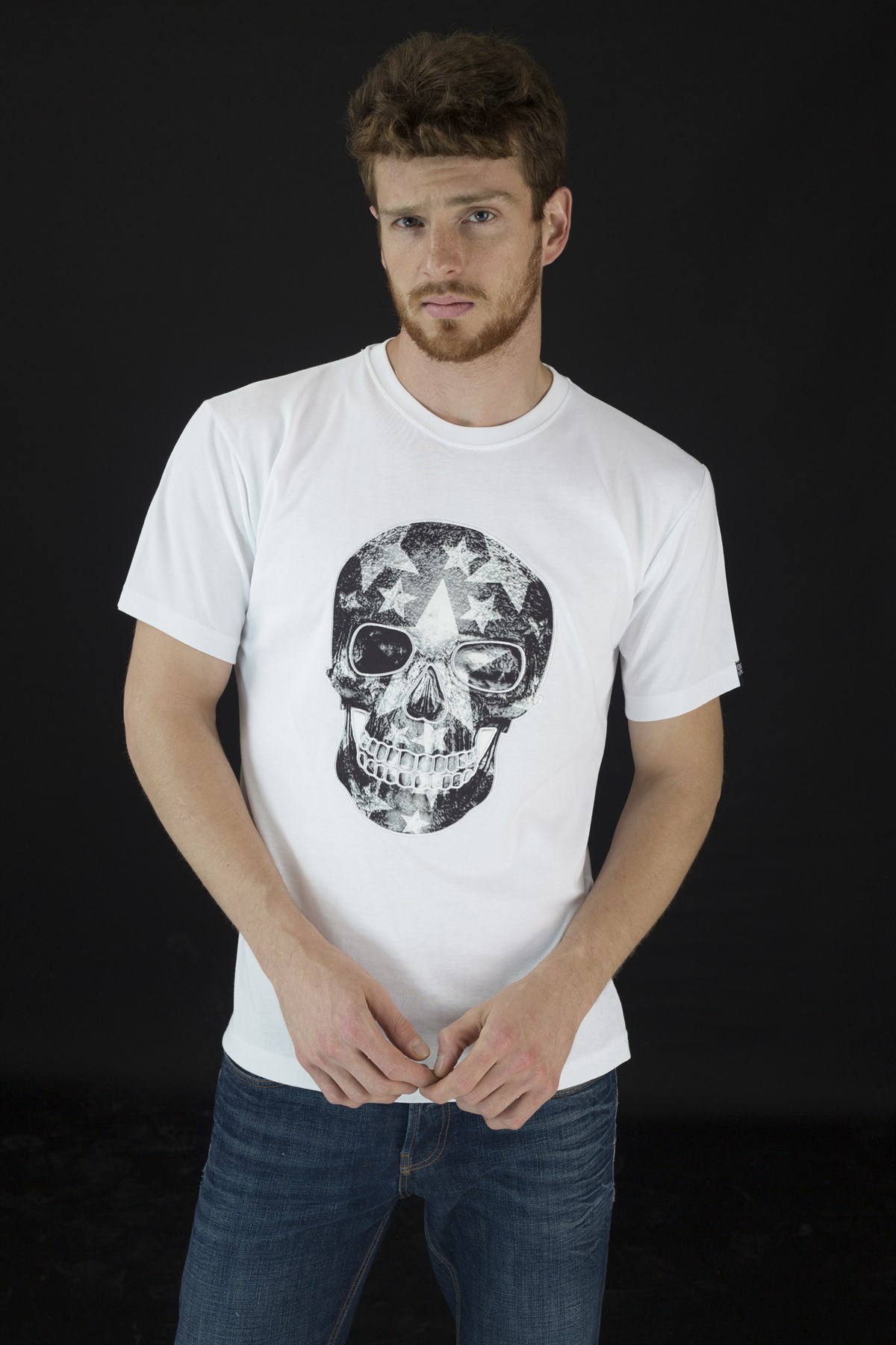 DIGITAL PRINTED-EMBROIDERED SKULL Tshirt