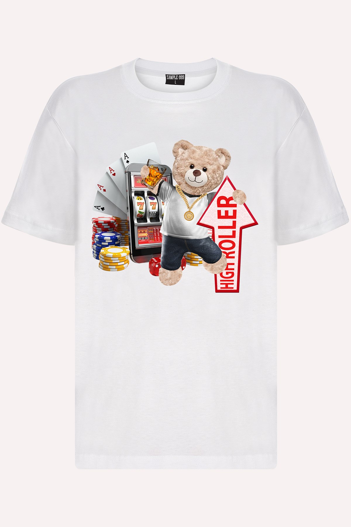 Teddy Printed Unisex Tshirt (Beyaz)