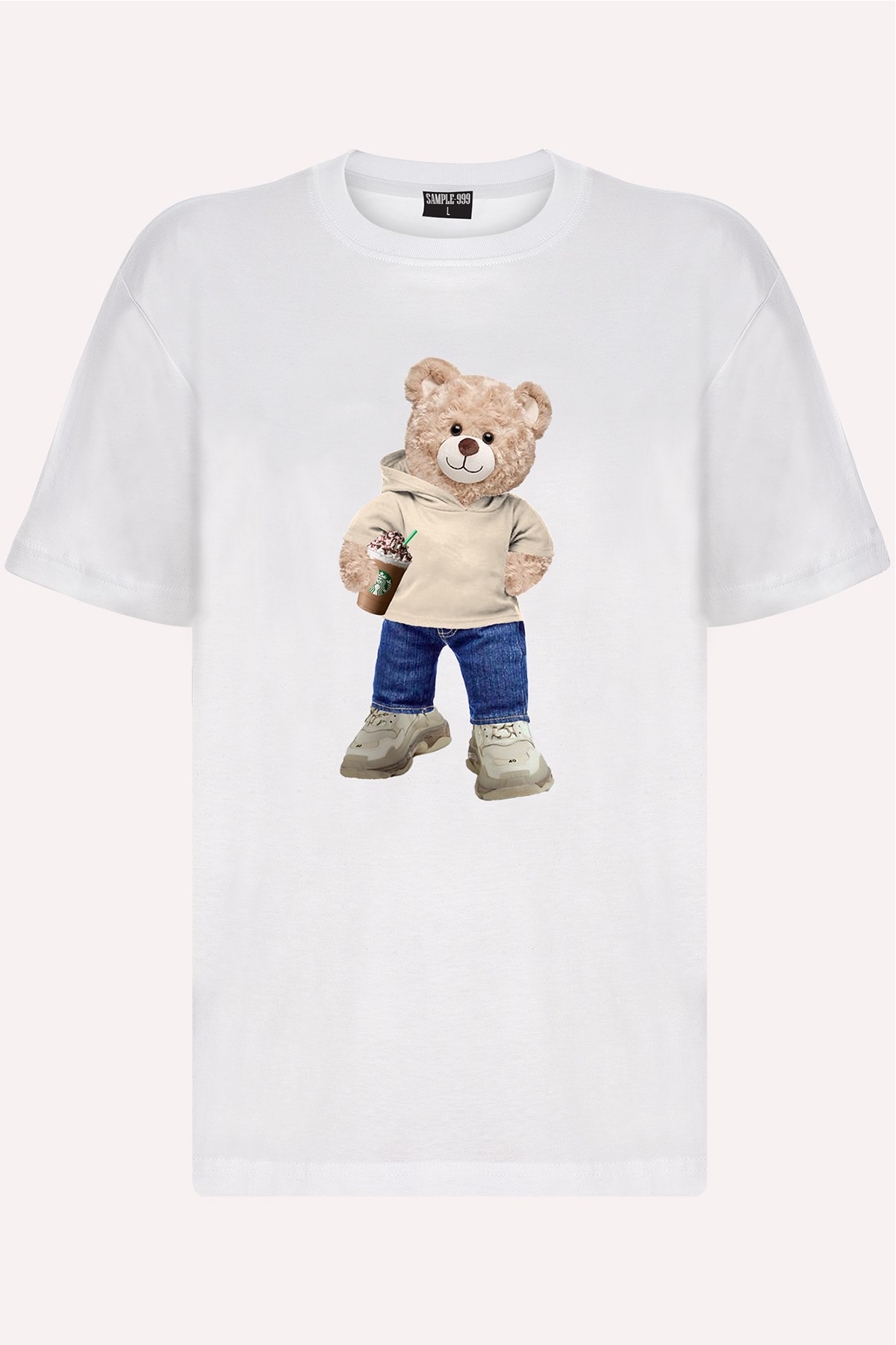 Teddy Printed Unisex Tshirt (Beyaz)
