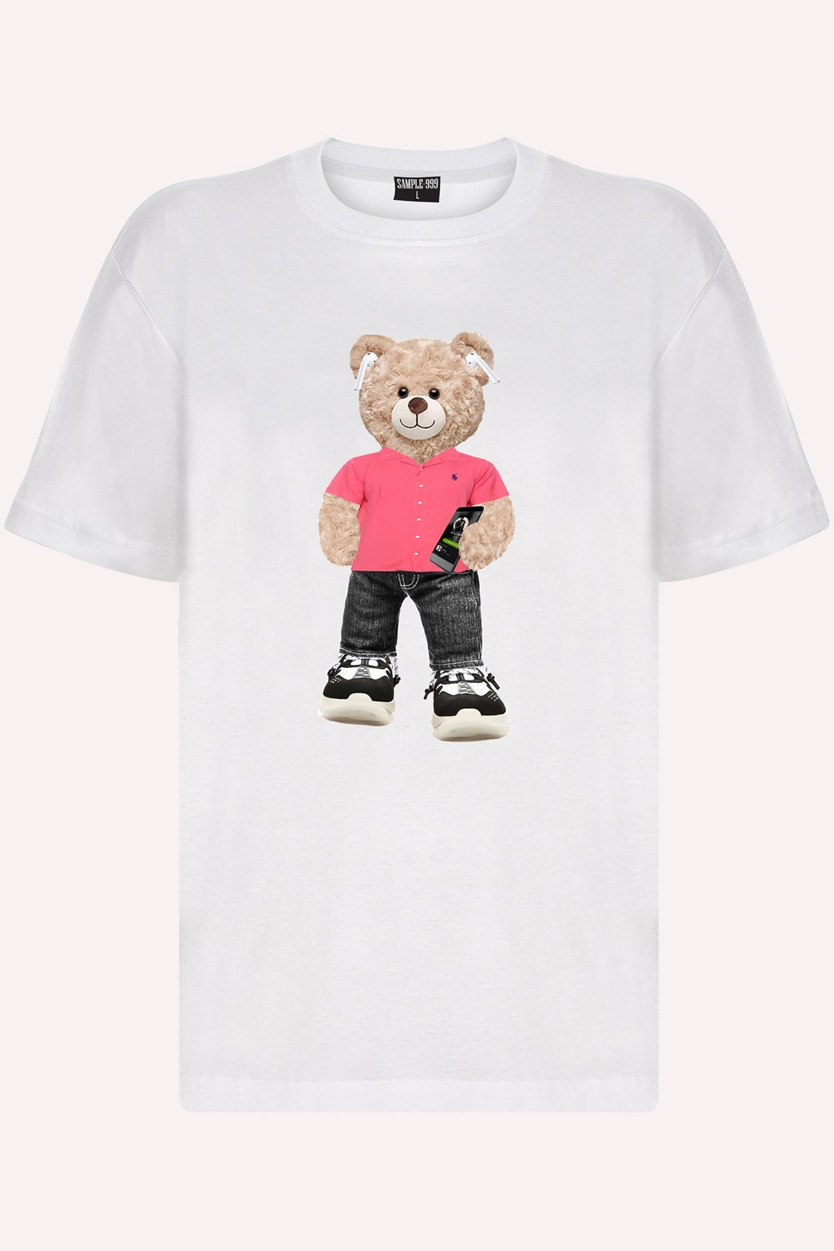 Teddy Printed Unisex Tshirt (Beyaz)