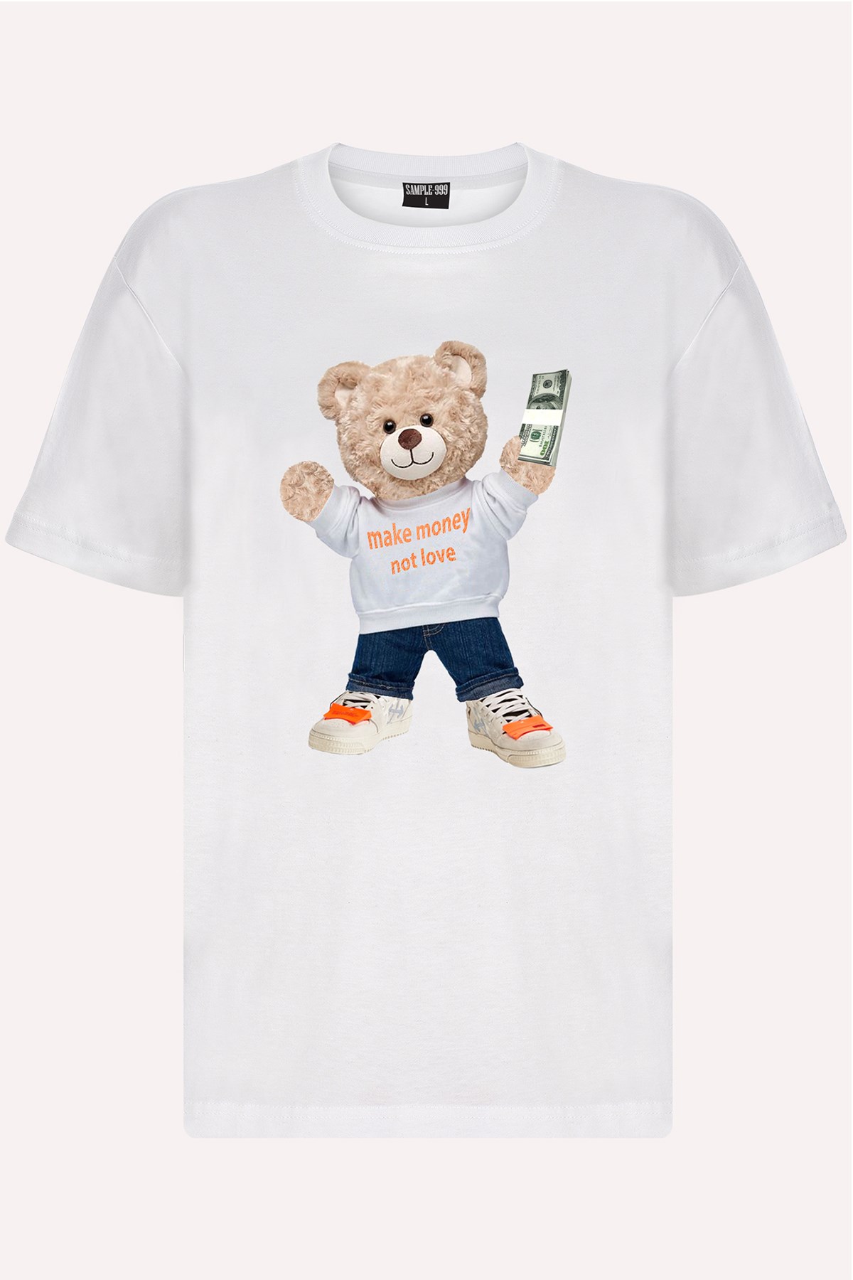 Teddy Printed Unisex Tshirt (Beyaz)