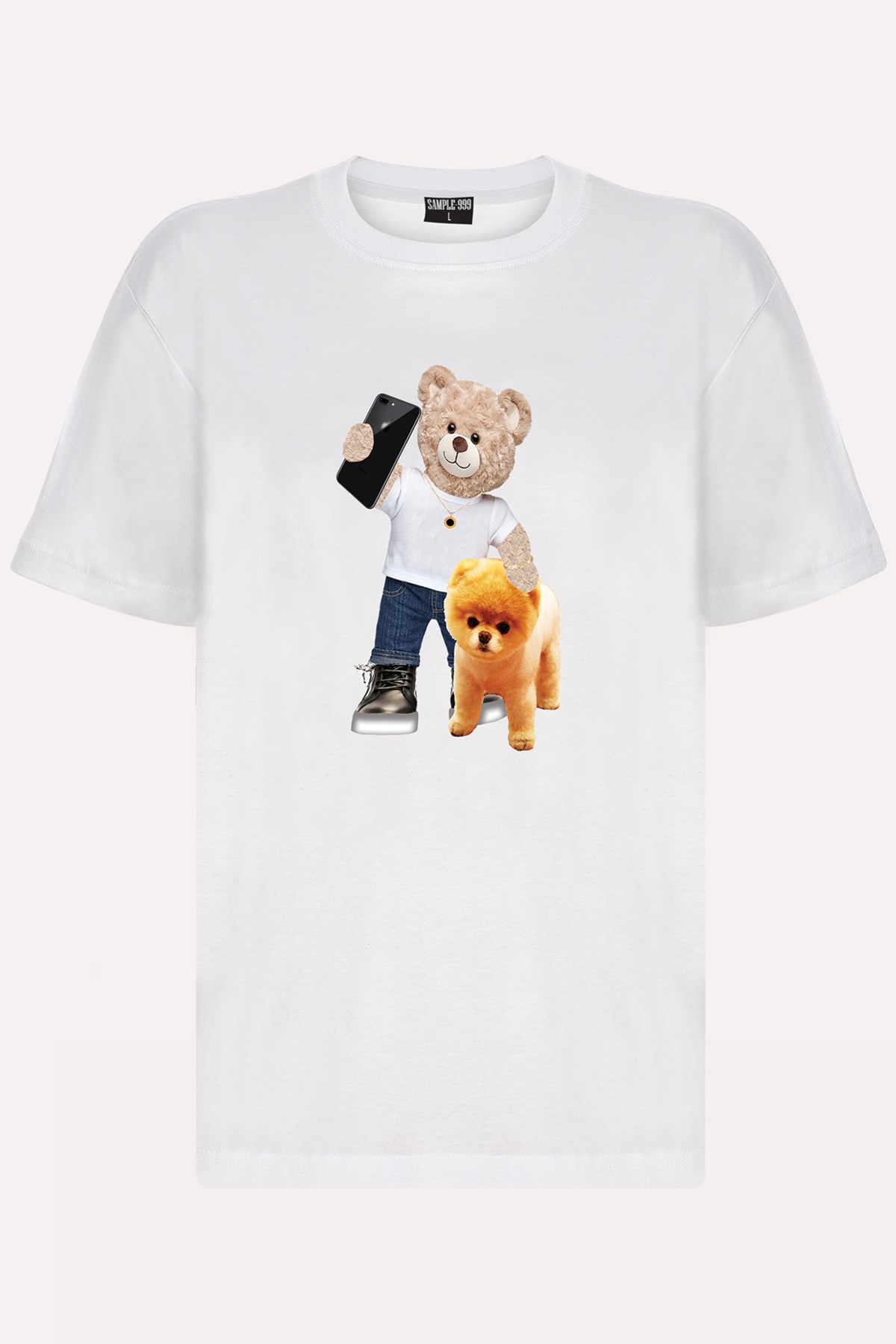 Teddy Printed Unisex Tshirt (Beyaz)