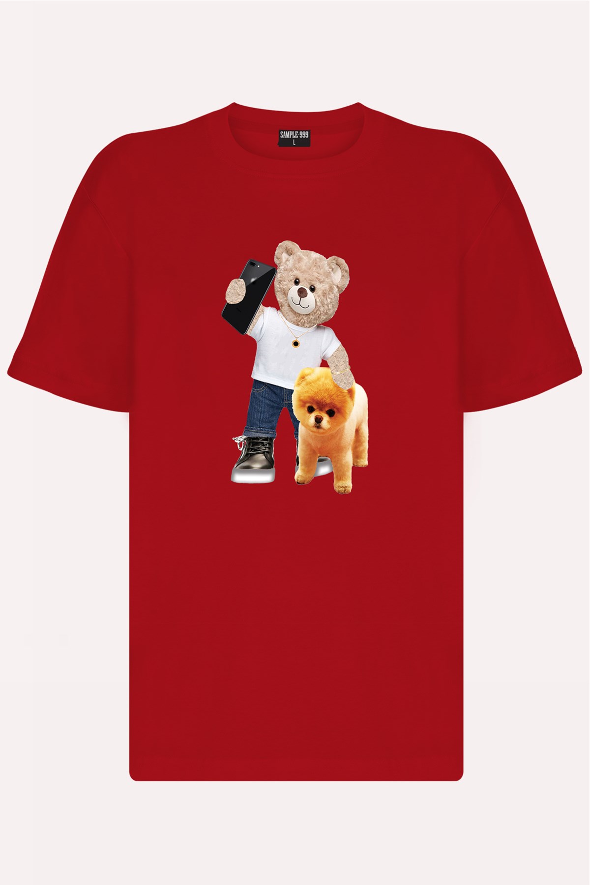Teddy Printed Unisex Tshirt (Kırmızı)